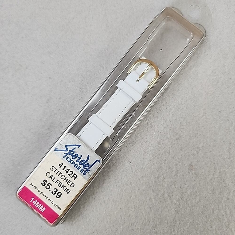 Speidel Express Stitched Calfskin White Watch Band 14MM Women 4142R